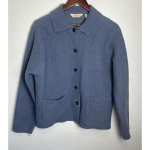 LL Bean Vintage Women’s 100% Wool Button Up Jacket Blue Size Medium